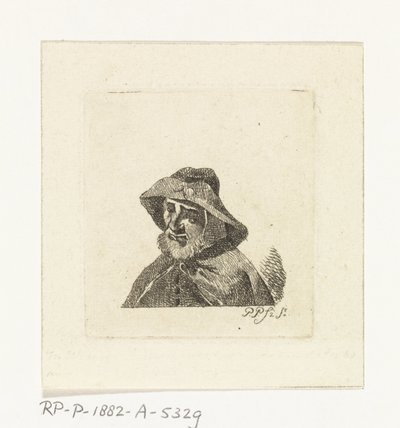 Oude man met vissershoed door Paulus Charles Gerard Poelman