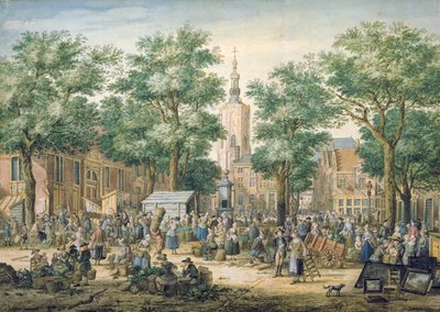 Markt in Den Haag, 1769 door Paulus Constantijn la Fargue