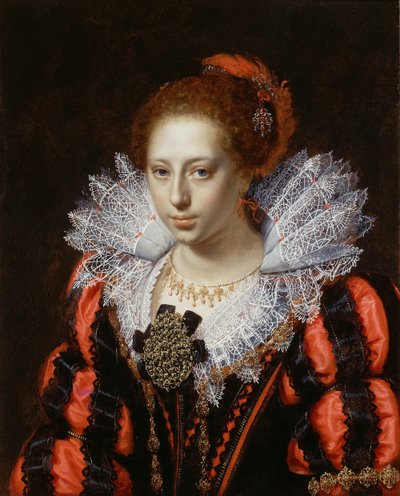 Portret van een jonge dame door Paulus Moreelse
