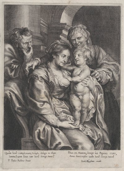 Heilige Familie met Sint Anna, ca. 1620-70 door Paulus Pontius