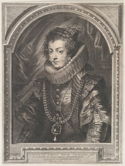 Portret van Elisabeth van Bourbon, Koningin van Spanje, 1632 door Paulus Pontius