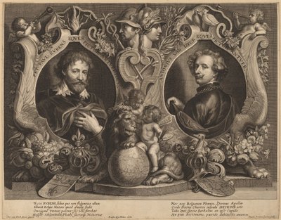 Rubens en van Dyck, een Dubbelportret door Paulus Pontius, after Sir Anthony van Dyck and Erasmus Quellinus II