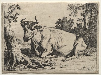 De koe liggend bij een boom door Paulus Potter
