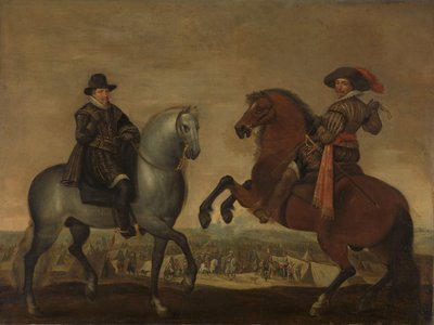 Prinsen Maurits en Frederik Hendrik te paard door Pauwels van Hillegaert (workshop of)