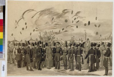 Le grand duc Michel Pavlovitch (1798-1849) bezoekt het kamp van het Finse regiment van de keizerlijke garde, op 8 juli 1837. door Pavel Andreevich Fedotov