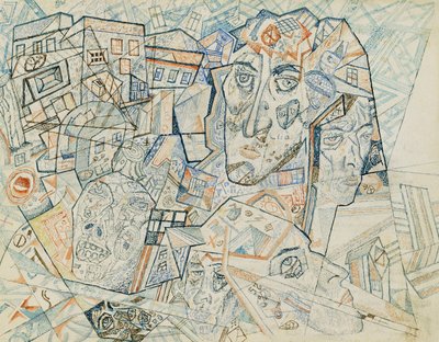 Gezichten in de Stad, c.1925 door Pawel Nikolajewitsch Filonow