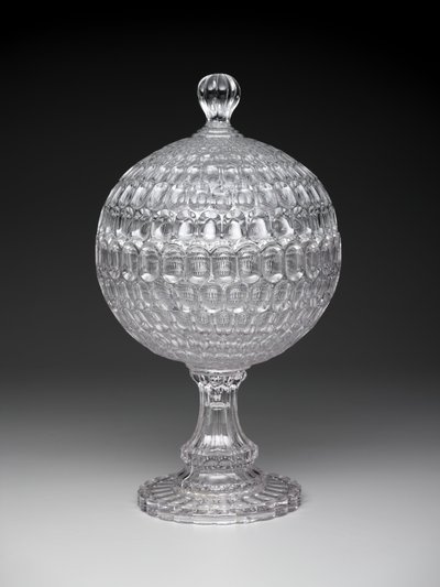 "Argus" gedekte compote, ca. 1855-75 (geperst glas) door Pears and Co. Pittsburgh Bakewell