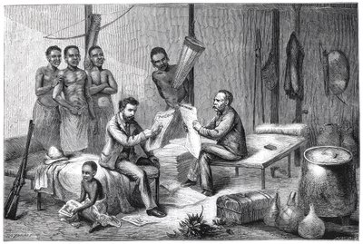 Livingstone en Stanley ontvangen kranten in Centraal-Afrika door Pearson