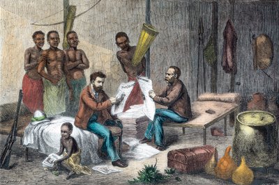 Livingstone en Stanley ontvangen kranten in Centraal-Afrika, 1871-1873 door Pearson