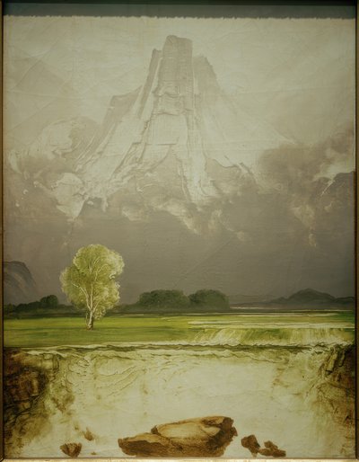 De berg Stetind met een berk door Peder Balke