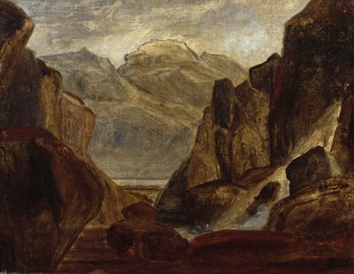 Fjordlandschap met waterval door Peder Balke