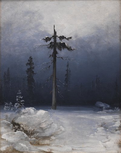 Boom in een winterbos door Peder Balke