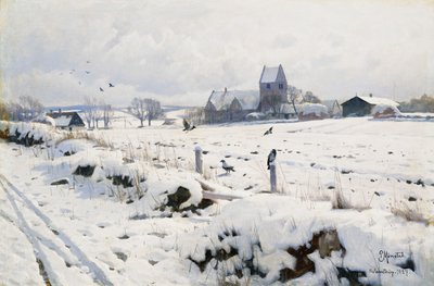 Een Winterlandschap, Holmstrup door Peder Monsted