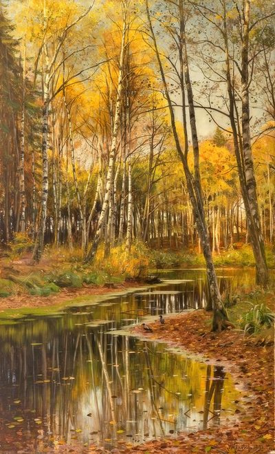 Berkenbos in herfstlicht door Peder Monsted