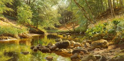 Zonnige bosbeek door Peder Monsted