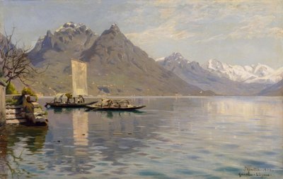 Zonneschijn aan het Meer van Lugano door Peder Monsted