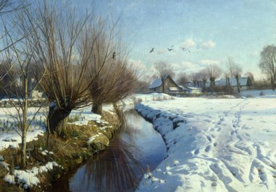 Zonnige winterdag aan de beek door Peder Monsted
