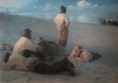 Zomeravond op het strand van Skagen, 1884 door Peder Severin Krøyer