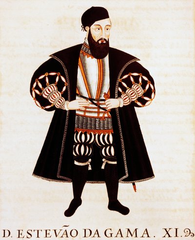Estevao Da Gama (ca. 1505-1576), miniatuur uit Brieve Tratado of Epilogo dos Vizos-Reys de India door Pedro Barretto de Resende
