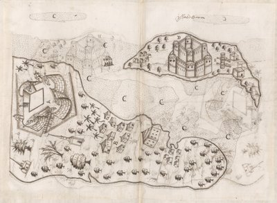 Portugese kaart van de Bahrein-eilanden, Livro do Estado da India Oriental van Pedro Barreto de Resende, Sloane MS 197, f.165v-166r door Pedro Barretto de Resende