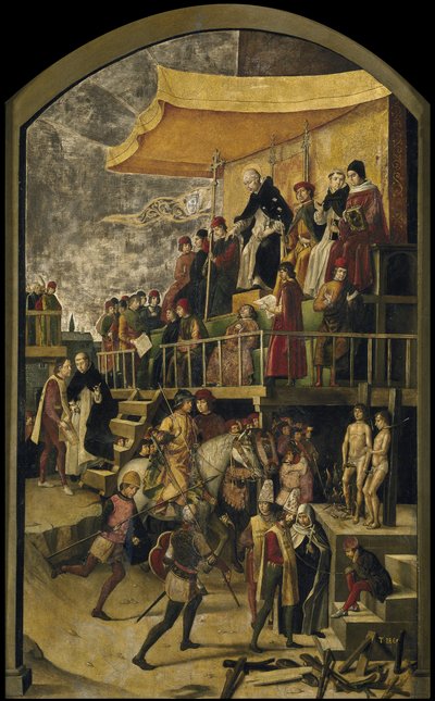 Sint Dominicus Presideert over een Auto da Fe, ca. 1495 door Pedro Berruguete