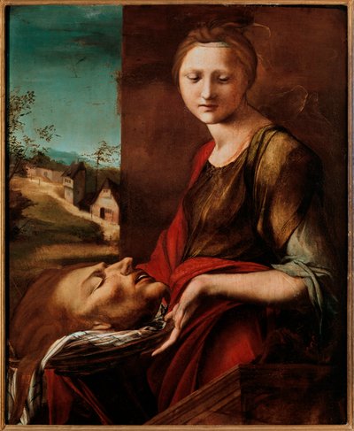 Salome met het hoofd van Johannes de Doper. door Pedro Berruguete