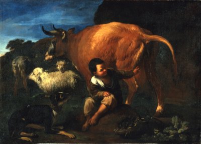Herderjongen en koe, late 17e eeuw door Pedro Nunez de Villavicenzio