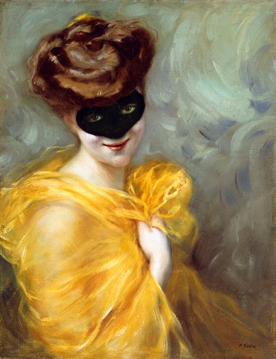 Portret van een Dame met een Masker door Pedro Ribera