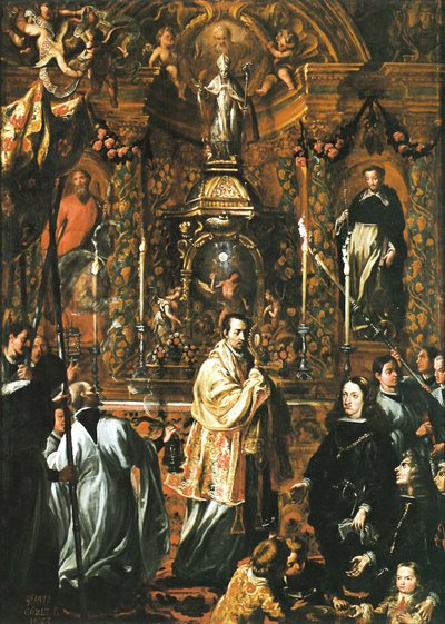 Charles II voor de Heilige Vorm - Pedro Ruiz González door Pedro Ruíz Gonzalez