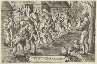 Boerenbruiloftsfeest met doedelzakspeler door Peeter Baltens