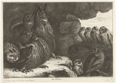 Uilen in een grot door Peeter Boel (attributed to)