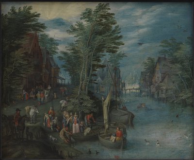 Dorp aan een rivier door Peeter Gijsels
