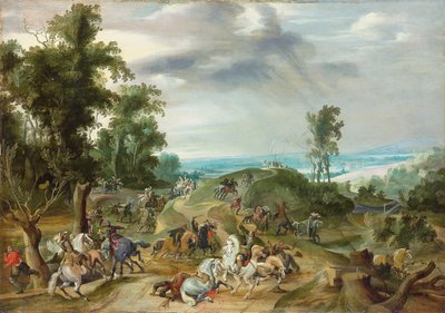 Een cavaleriegevecht door Peeter Snayers
