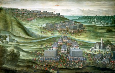 Ontplooiing van troepen in Witte Berg in de eerste fase van de Slag om de Witte Berg op 7-8 november 1620, schilderij door Pieter Snayers, bewaard in de Kerk van Santa Maria della Vittoria, Rome door Peeter Snayers