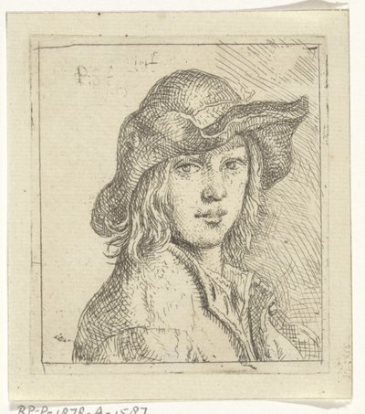 Borstbeeld van een jongeman met hoed door Peeter Snijers