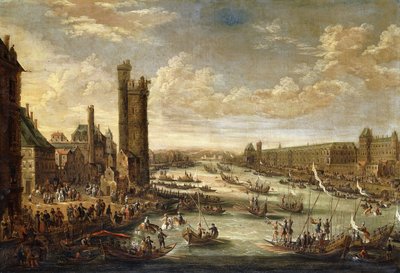 Een Uitzicht op Parijs richting het Louvre en de Tour de Nesle, 1671-77 door Peeter or Pieter Bout