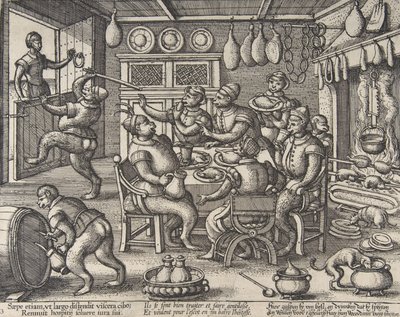 De dikke keuken, uit de serie Apen door Peeter van der Borcht