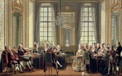 Gesprek in het Drottningholms Paleis, 1779 door Pehr Hilleström