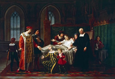 Karel VIII ontmoet de stervende Gian Galeazzo Sforza in Pavia door Pelagio Palagi