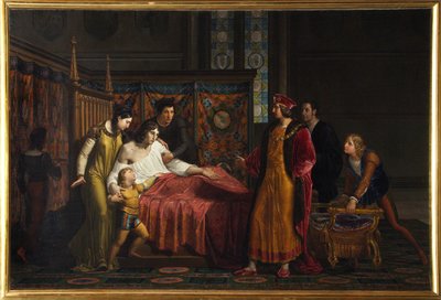 Karel VIII bezoekt de stervende Gian Galeazzo Sforza in het kasteel van Pavia door Pelagio Palagi