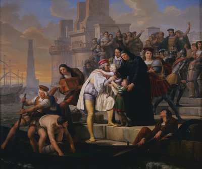 Christoffel Columbus bereidt zich voor om naar Amerika te varen door Pelagio Palagi