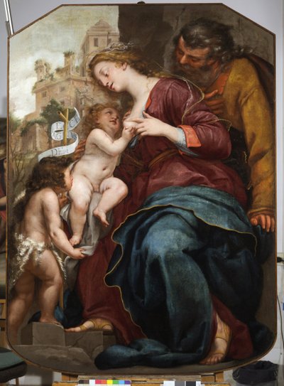 De Heilige Familie met Johannes de Doper door Pellegrino Piola