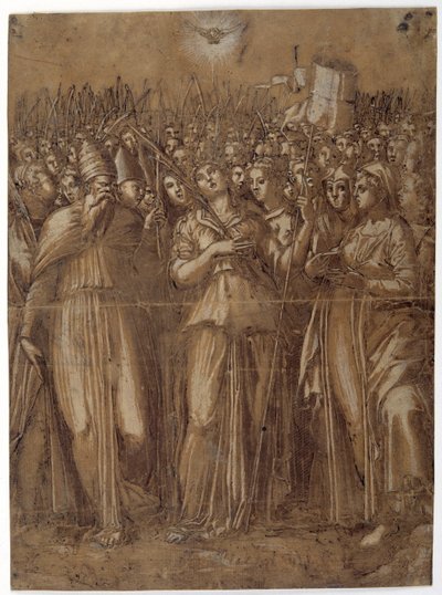 St. Ursula met de gemartelde maagden door Pellegrino (c.1460 1523) Aretusi