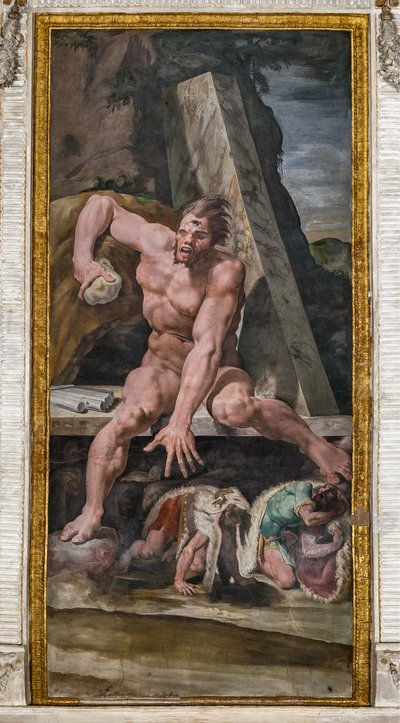 Metgezellen van Ulysses ontsnappen aan Polyphemus (detail) door Pellegrino Tibaldi
