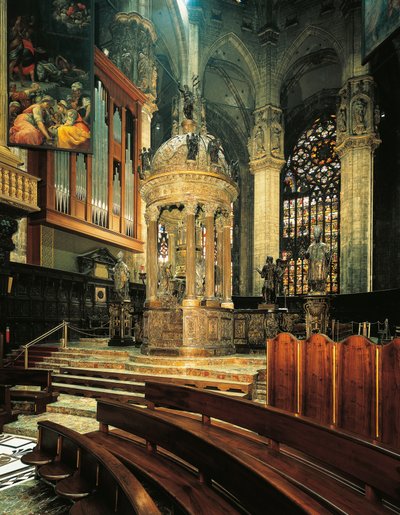 Italië, Milaan Kathedraal, Presbyterium met tabernakel, door Pellegrino Tibaldi bekend als Pellegrini door Pellegrino Tibaldi