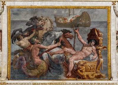 Neptunus en het schip van Odysseus (detail) door Pellegrino Tibaldi