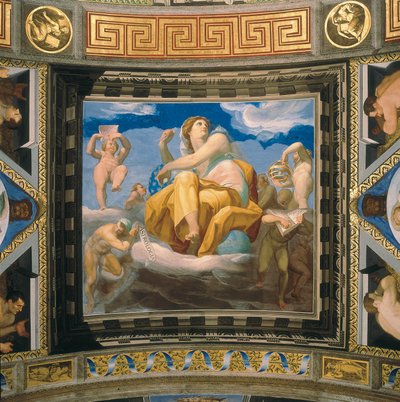 Personificatie van astrologie, Fresco als onderdeel van een serie van 7 vrije kunsten door Pellegrino Tibaldi