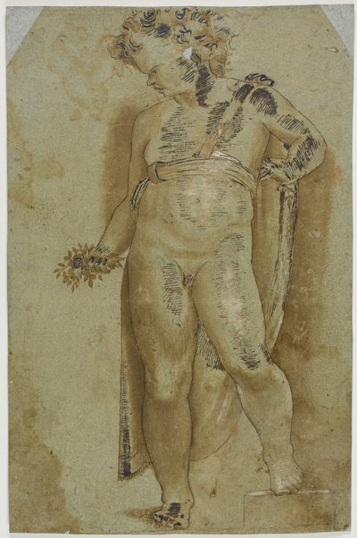 Putto met bloemen door Pellegrino Tibaldi