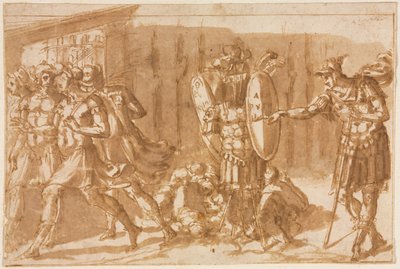 Overwinnende soldaten met trofee, 1550s door Pellegrino Tibaldi