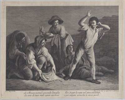 Een groep mensen aan het gokken door Pellegrino dal Colle